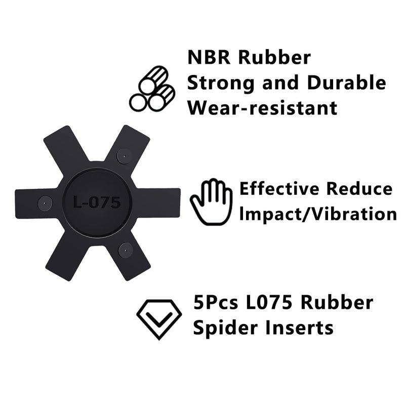 YXCCSE Flexible NBR Rubber Spider Insert Solid Spider Center Insert, Rubber Spider Insert Spider Center Insert for L Jaw Coupling L-Jaw Coupler (5Pcs L075) - Image 2